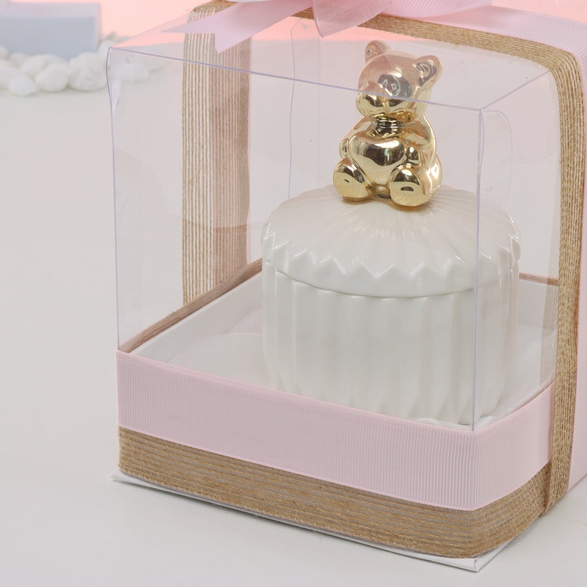 Set of 20 Baby girl teddy ceramic box giveaway