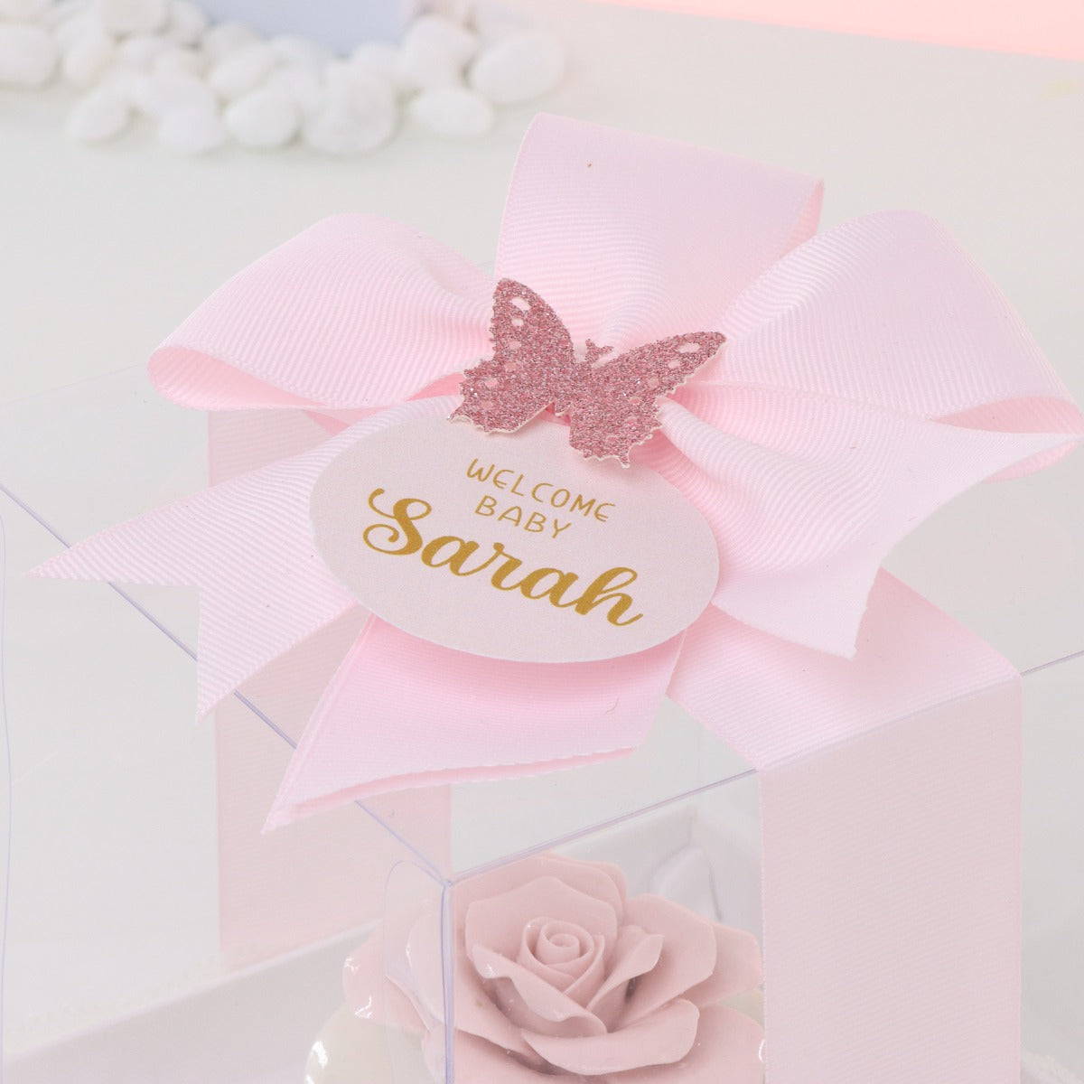 Set of 20 boxes baby girl rose flower trinket box giveaway
