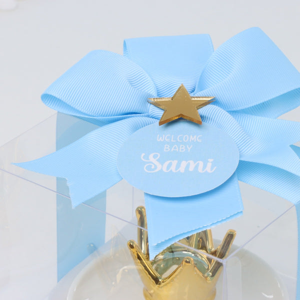 Set of 20 pcs baby boy crown white ceramic plate giveaway