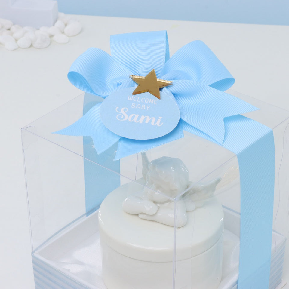 BABY BOY ANGEL CERAMIC BOX SOUVENIR