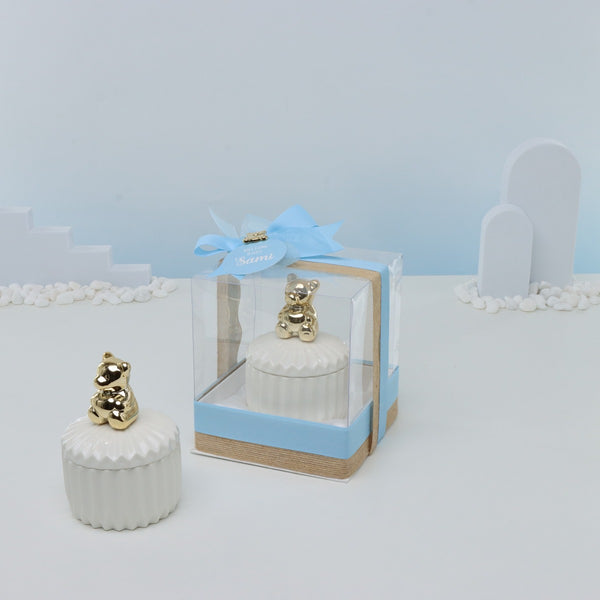 Baby boy teddy ceramic box souvenir