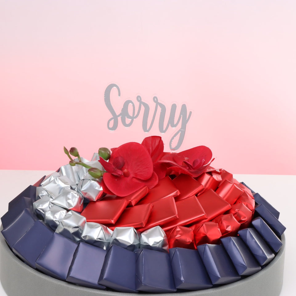 Sorry orchid decorated chocolate leather round tray