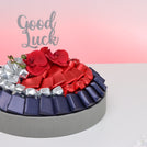 Good luck orchid decorated premium chocolate leather round tray