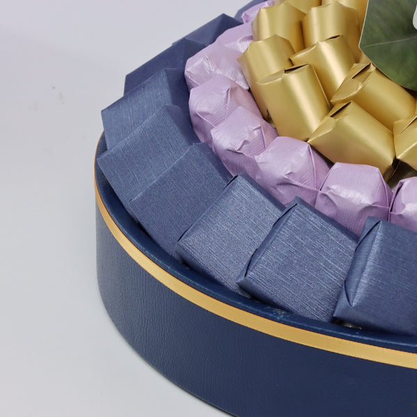 Happy father's day flower decorated chocolate leather round tray