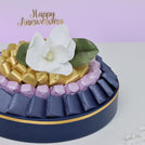 Happy anniversary flower decorated chocolate leather round tray