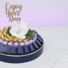 Enjoy your day flower decorated premium chocolate leather round tray