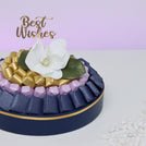 Best wishes flower decorated chocolate leather round tray
