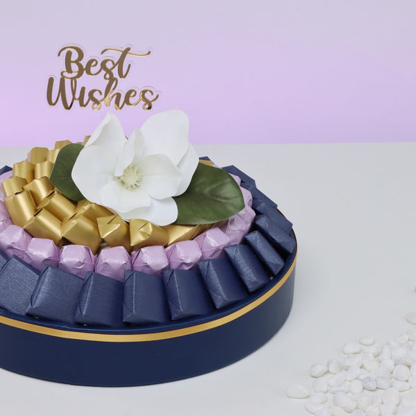 Best wishes flower decorated chocolate leather round tray