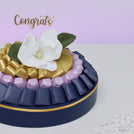 Congrats flower decorated premium chocolate leather round tray