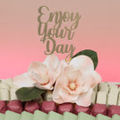 Enjoy your day peach magnolia decorated premium chocolate leather tray