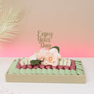 Enjoy your day peach magnolia decorated premium chocolate leather tray