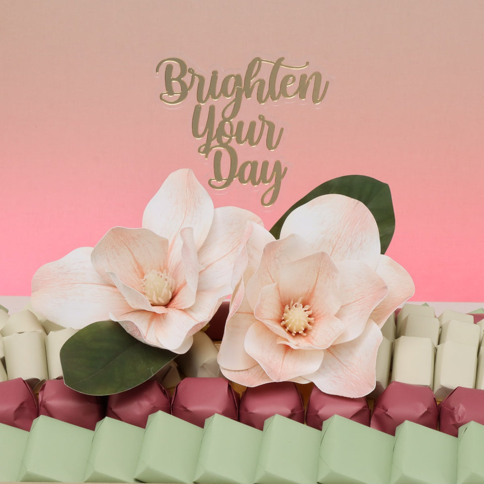 Brighten your day peach magnolia decorated chocolate leather tray