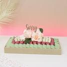 Sorry peach magnolia decorated chocolate medium leather tray