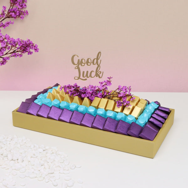 Good luck cherry blossom floral decorated premium chocolate medium leather tray