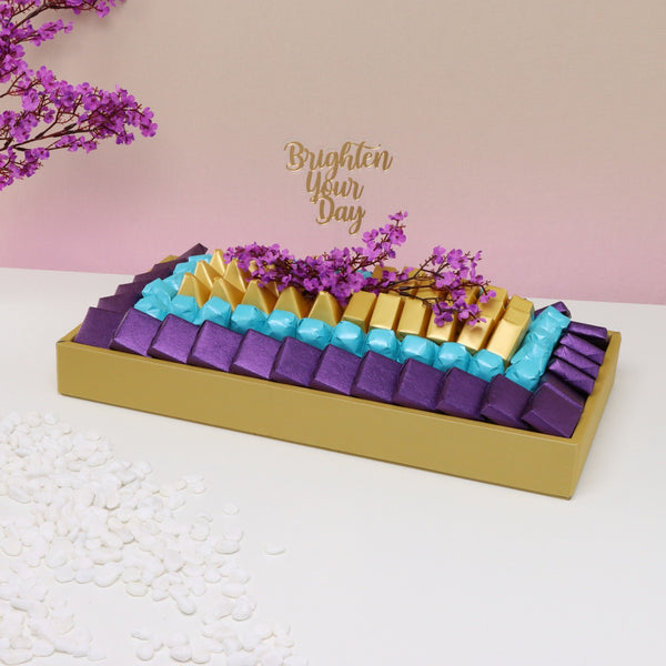 Brighten your day cherry blossom floral decorated premium chocolate medium leather tray