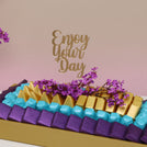 Enjoy your day cherry blossom floral decorated premium chocolate leather tray