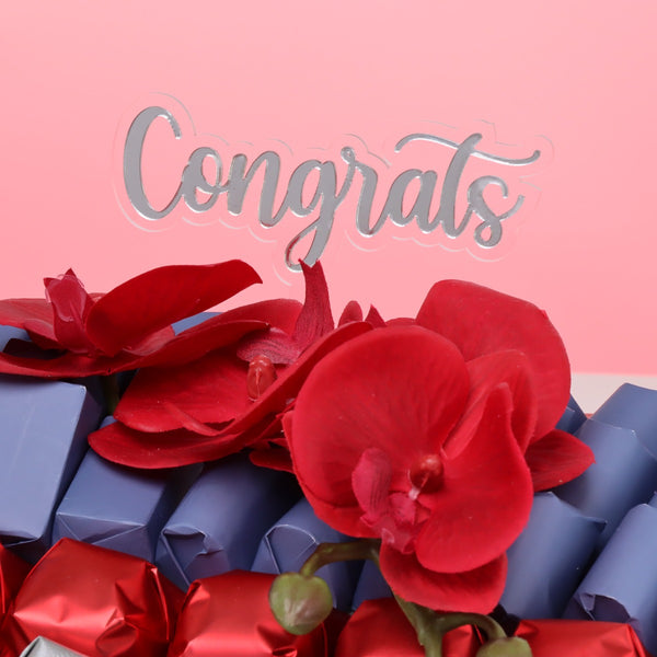 Congrats orchid decorated premium chocolate medium leather tray