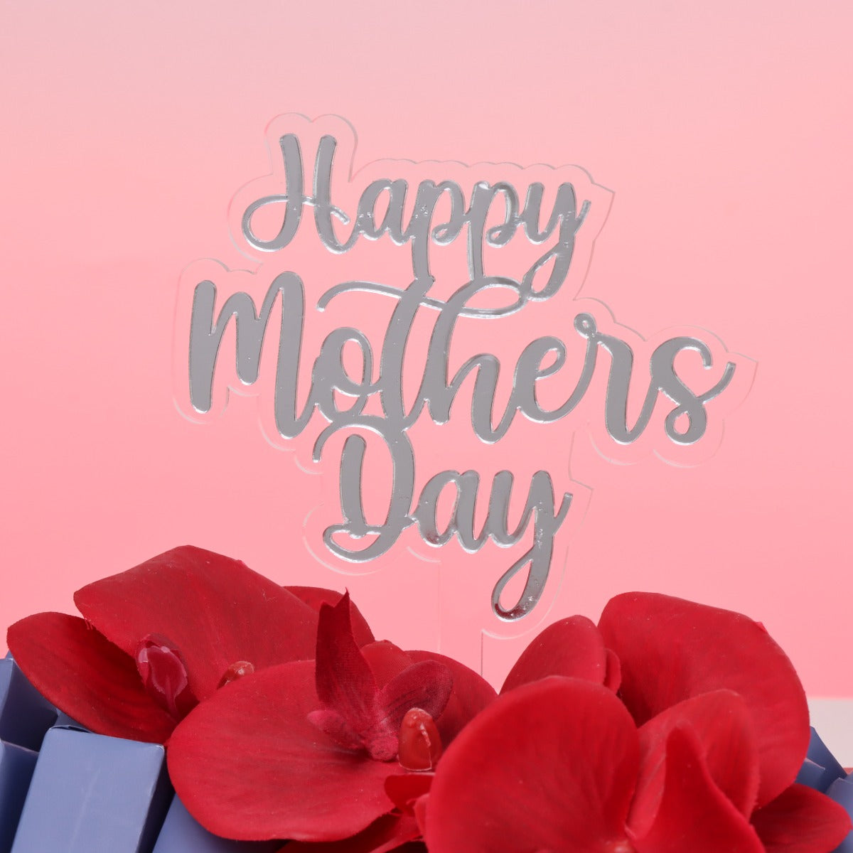 Happy mother's day orchid decorated chocolate medium leather tray