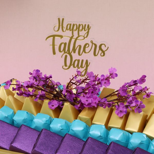 Happy father's day cherry blossom floral decorated chocolate medium leather tray