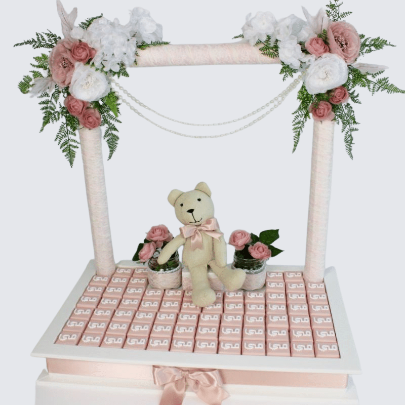 Teddy bear floral chocolate tray