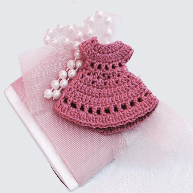 Baby crochet dress decorated chocolate