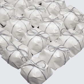 Silver ribbon decorated chocolate