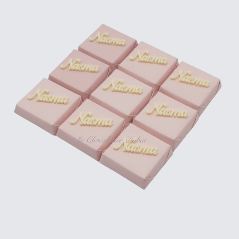 Acrylic name decorated chocolate