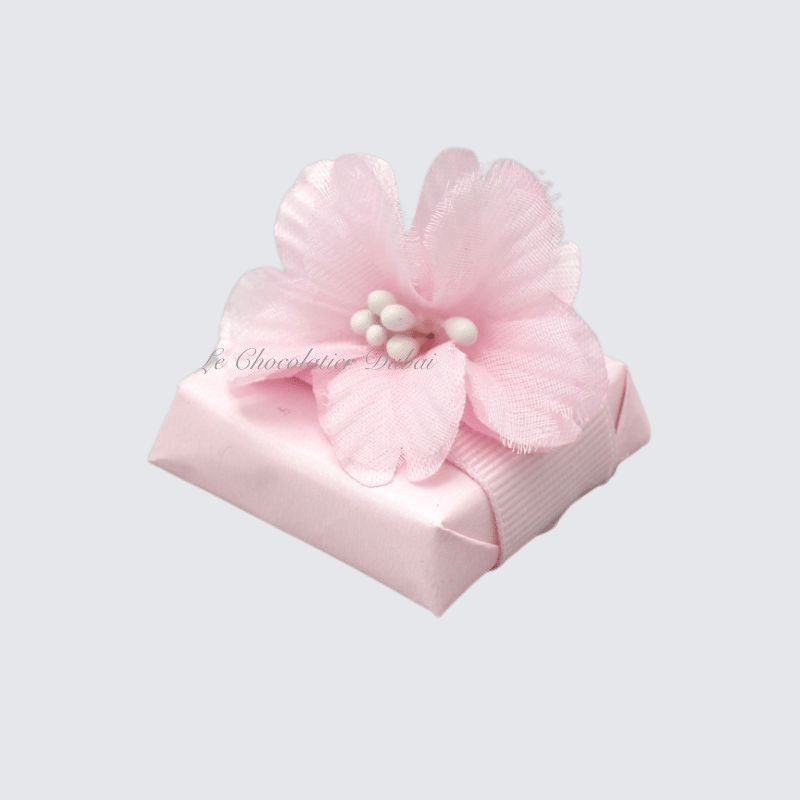 Luxury pink flower decorated chocolate