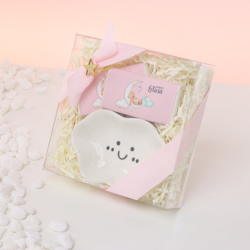 Baby girl cloud ceramic plate souvenir giveaway