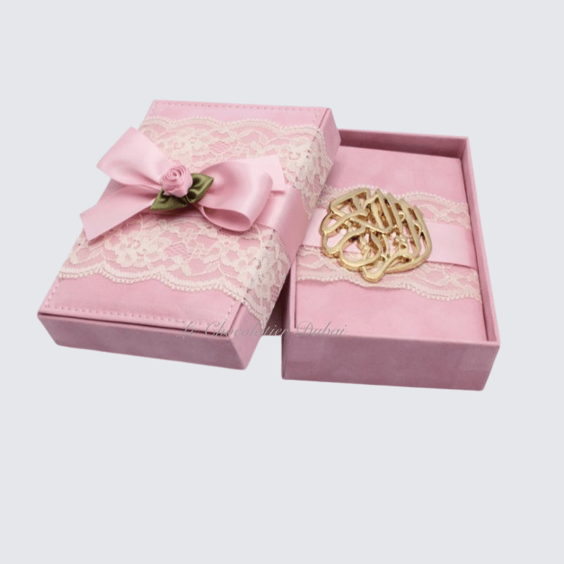 Pink velvet quran box