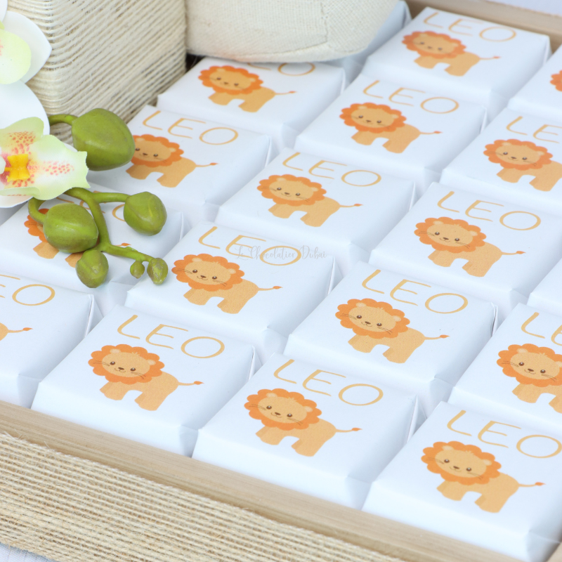 Baby boy lion theme premium chocolate wooden tray