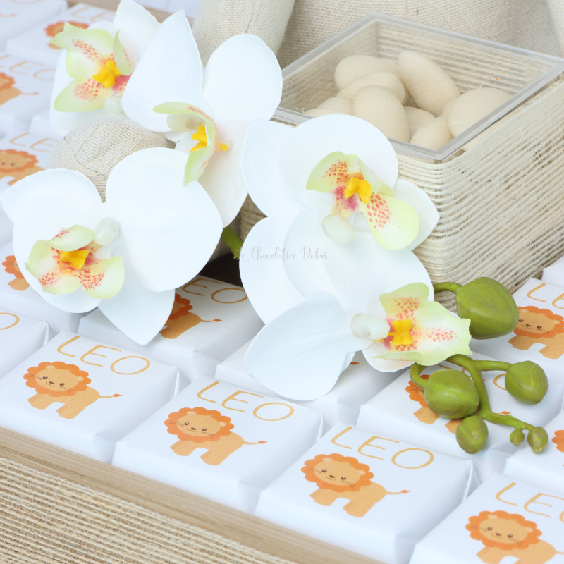 Baby boy lion theme premium chocolate wooden tray