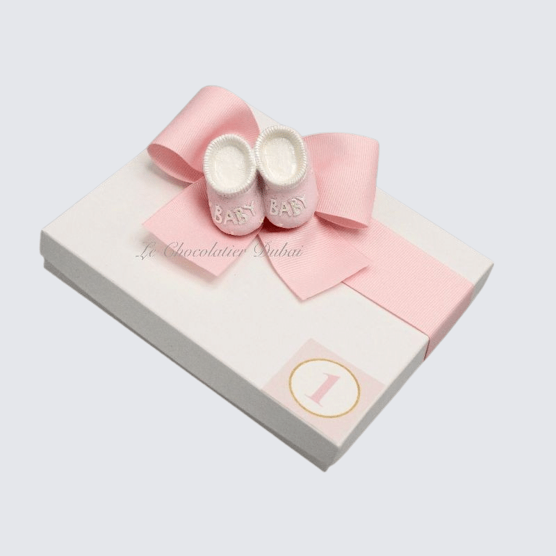 Baby girl resin bootie chocolate box