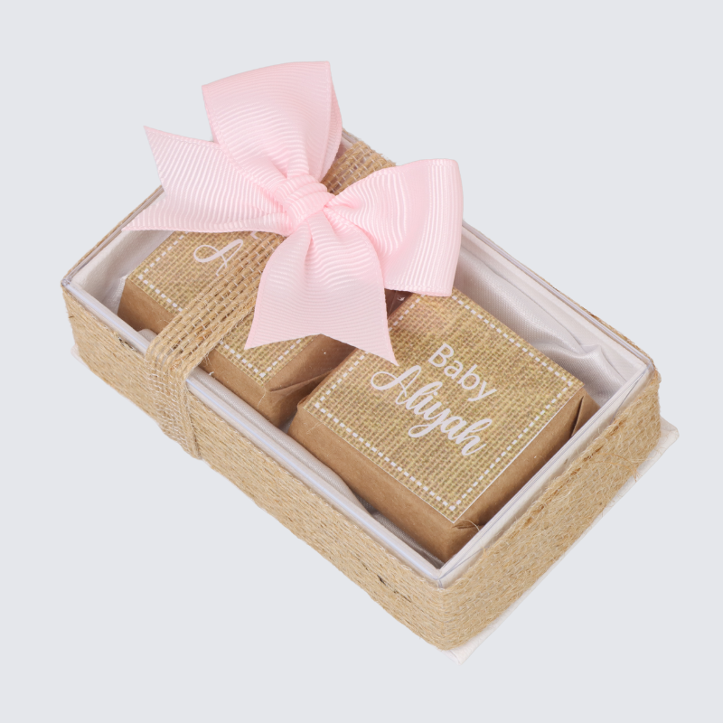 Baby rustic personalized chocolate view top box