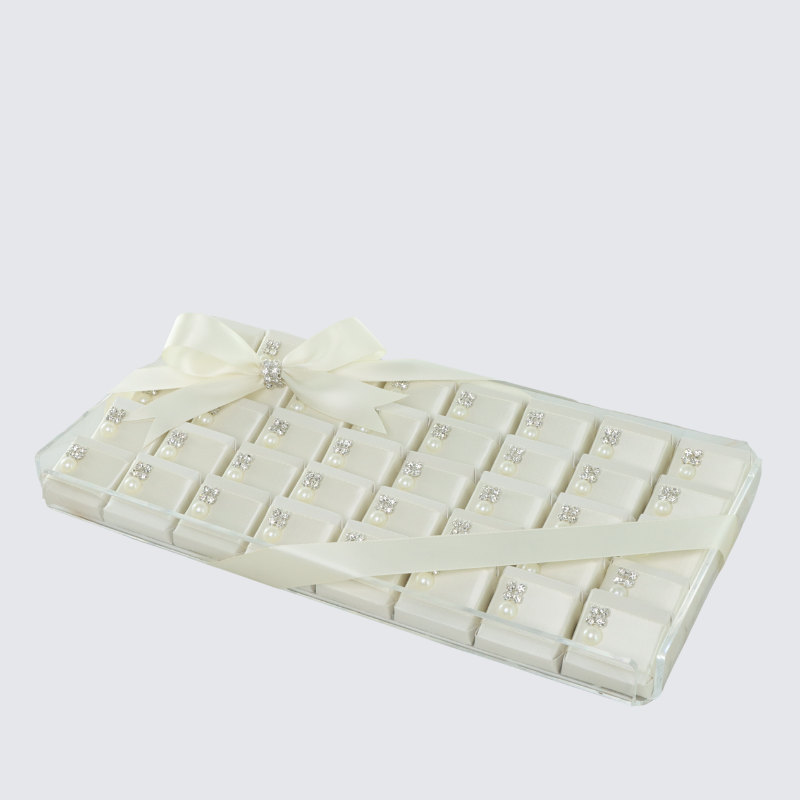 Bridal pearl decorated chocolate acrylic tray