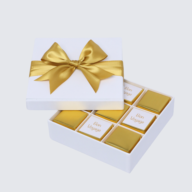 "Bon voyage" gold designed 9-piece chocolate hard box