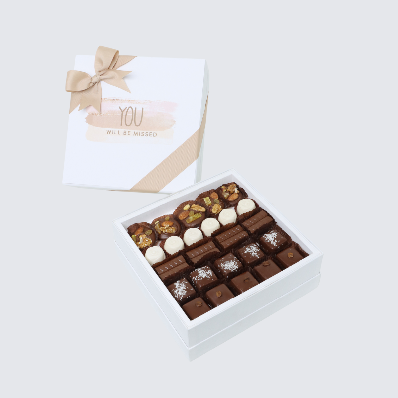 "You will be missed" 25-piece chocolate hard box