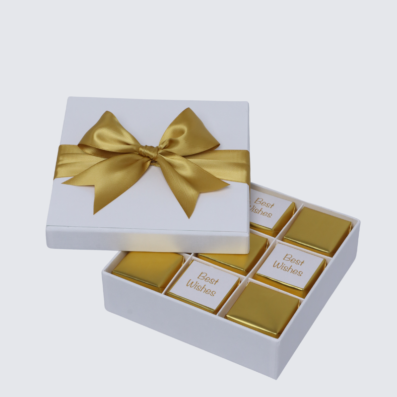 "Best wishes" gold designed 9-piece chocolate hard box