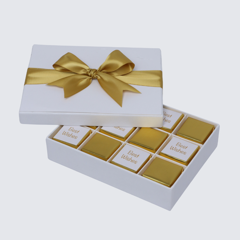 "Best wishes" gold designed 12-piece chocolate hard box