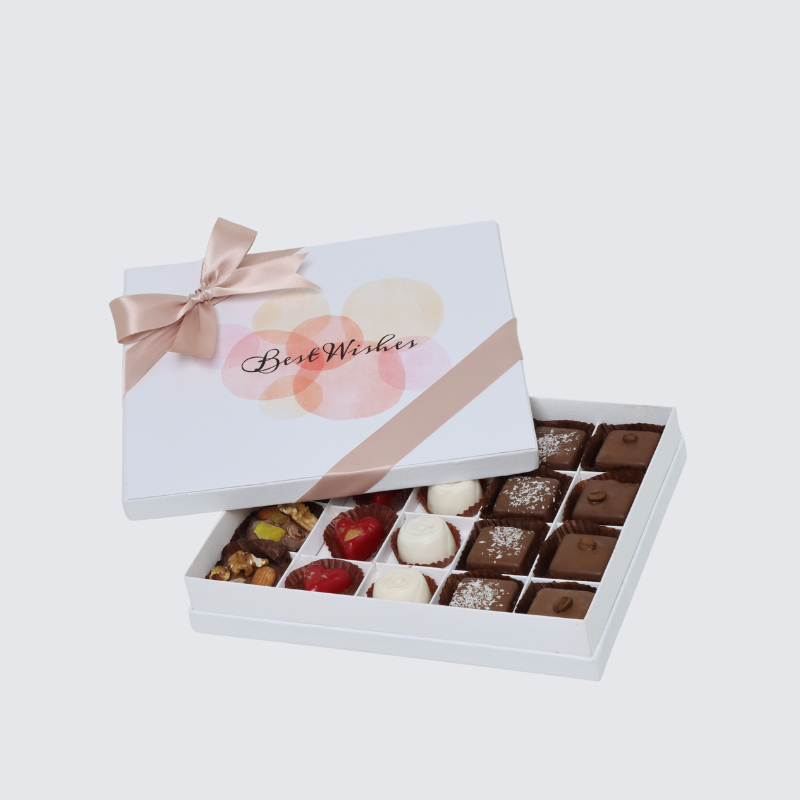 "Best wishes" circle designed 20-pieces chocolate hard box