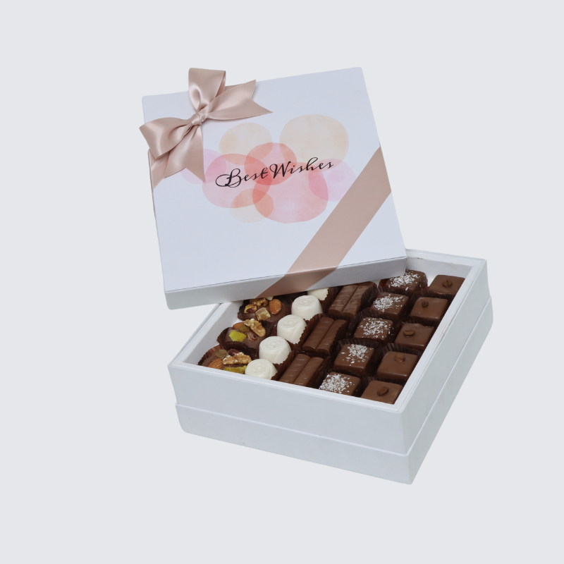 "BEST WISHES" CIRCLE DESIGNED PREMIUM CHOCOLATE HARD BOX