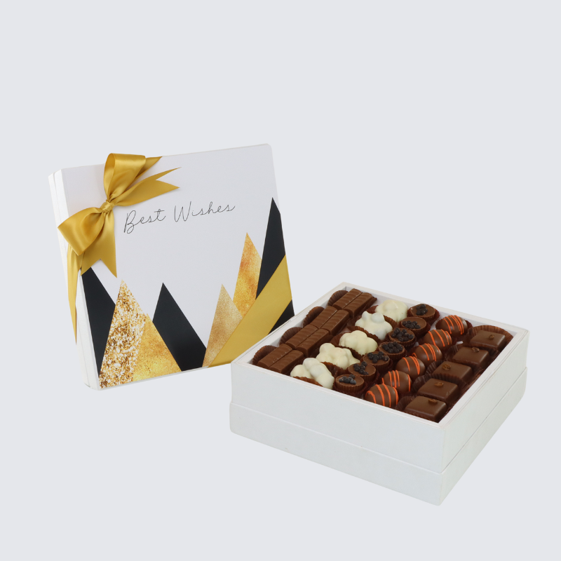 BEST WISHES GEOMETRIC DESIGNED 25 - PIECE CHOCOLATE HARD BOX