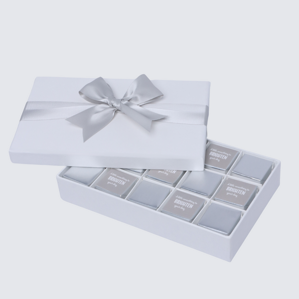 "Brighten your day" classic silver designed 15-piece premium chocolate hard box