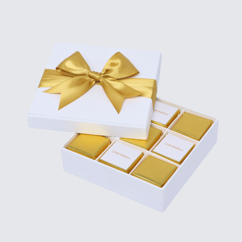 "Congratulations" gold designed 9-piece chocolate hard box