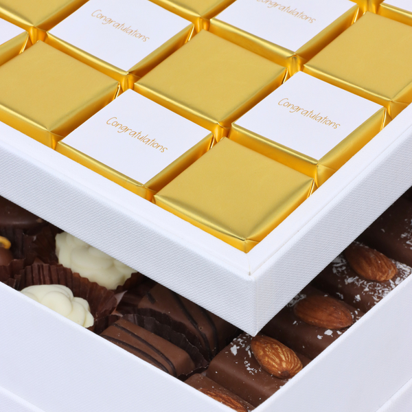 Congratulations gold designed premium chocolate 2-layer hard box