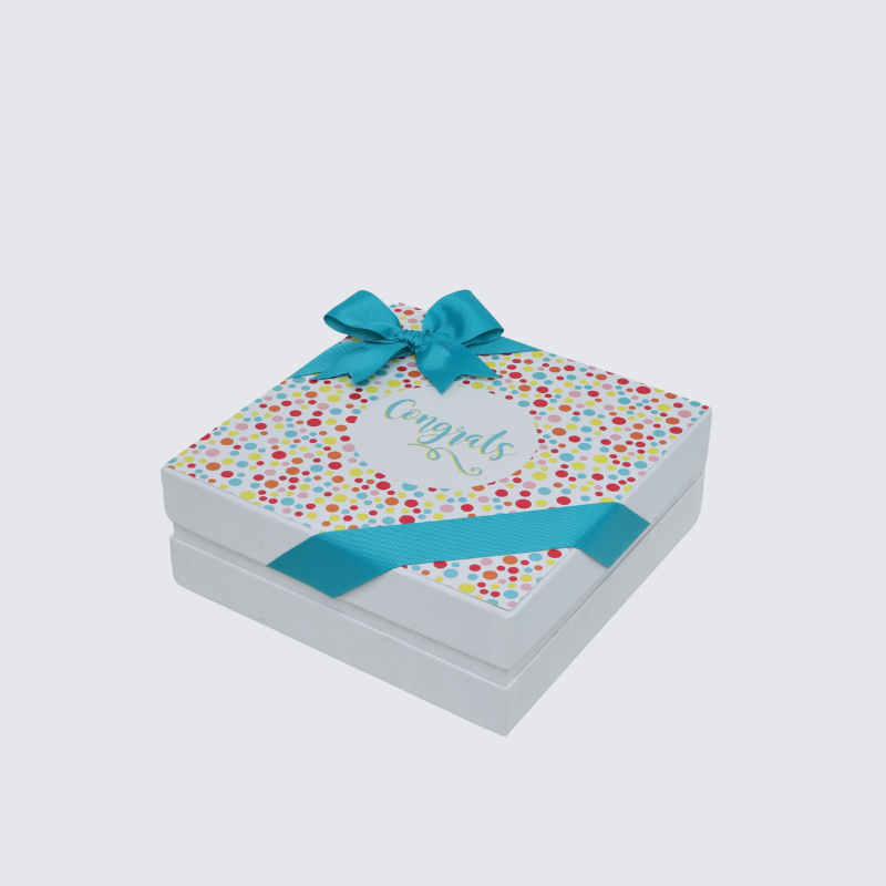 "Congrats" circle colored designed 2-layer chocolate hard box