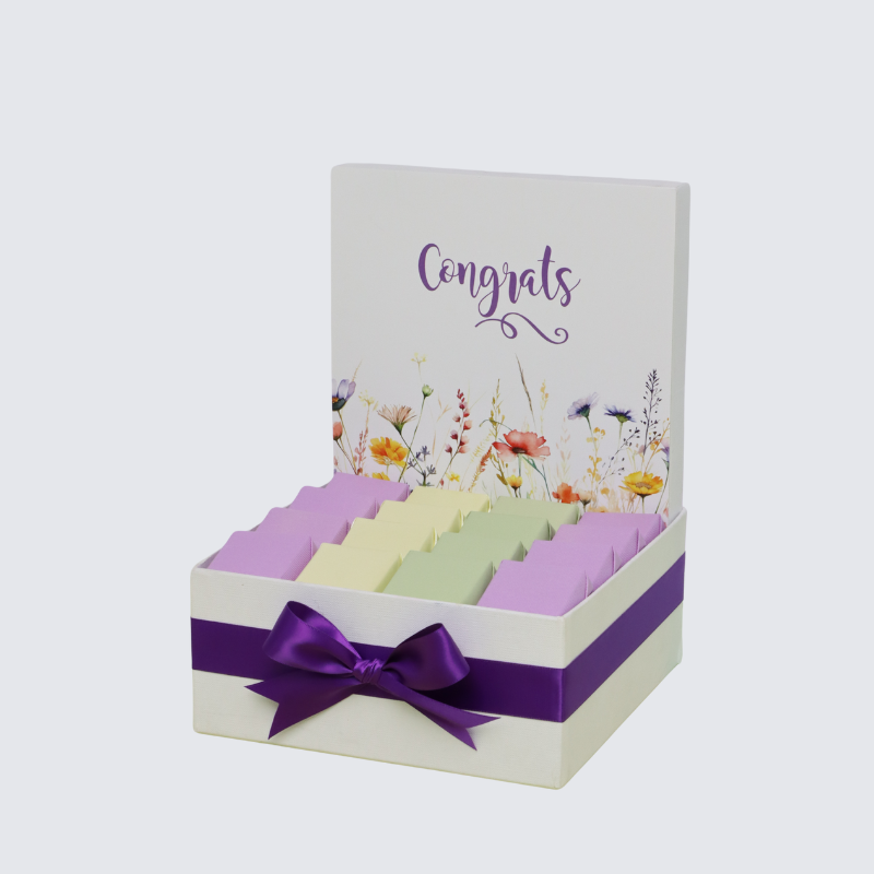 "CONGRATS" FLORAL DESIGNED CHOCOLATE MEDIUM HAMPER