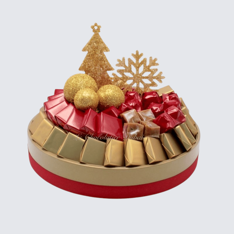 CHRISTMAS DECORATED CHOCOLATE ROUND TRAY