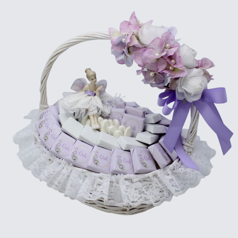 Baby girl ballerina & flower decorated chocolate large basket