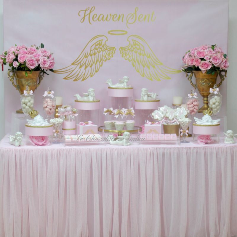 BABY GIRL ANGEL THEME DESSERT TABLE